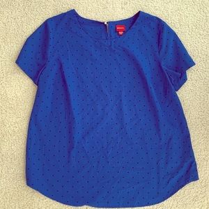 Blue Top with Black Polka Dot Blouse